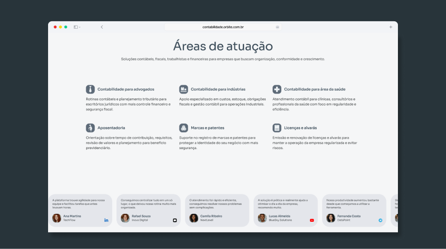 Veja uma demonstração ao vivo do template preparado para este segmento.